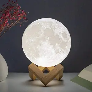 Magic Moon Lamp - 8cm Moon Lamp LED Night Light Battery Powered With Stand Starry Lamp Bedroom Decor Night