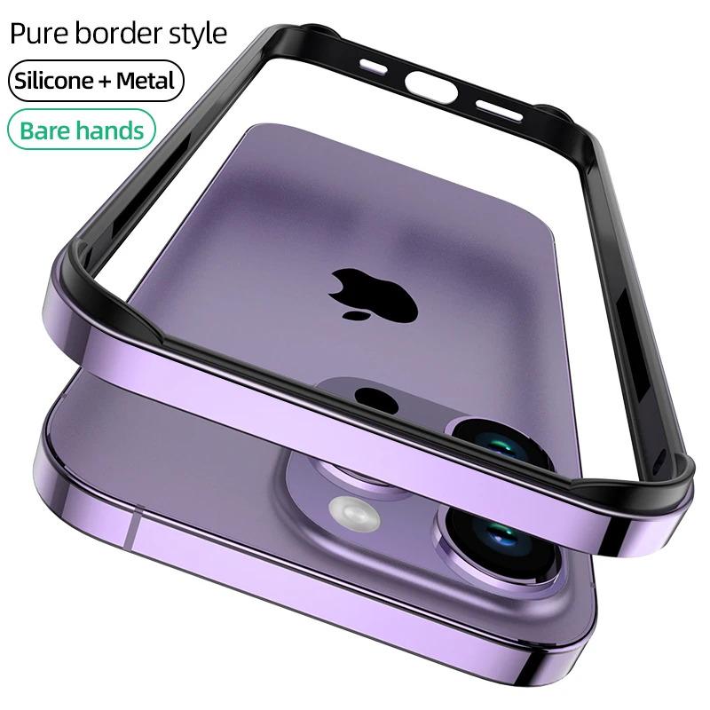 Luxury Silicone Frame Hybird Aluminum Bumper Case For iPhone 16 Pro Max 14 Plus 13 12 15 Pro Max Accessories