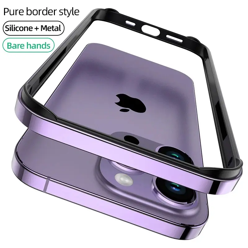 Luxury Silicone Frame Hybird Aluminum Bumper Case For iPhone 16 Pro Max 14 Plus 13 12 15 Pro Max Accessories