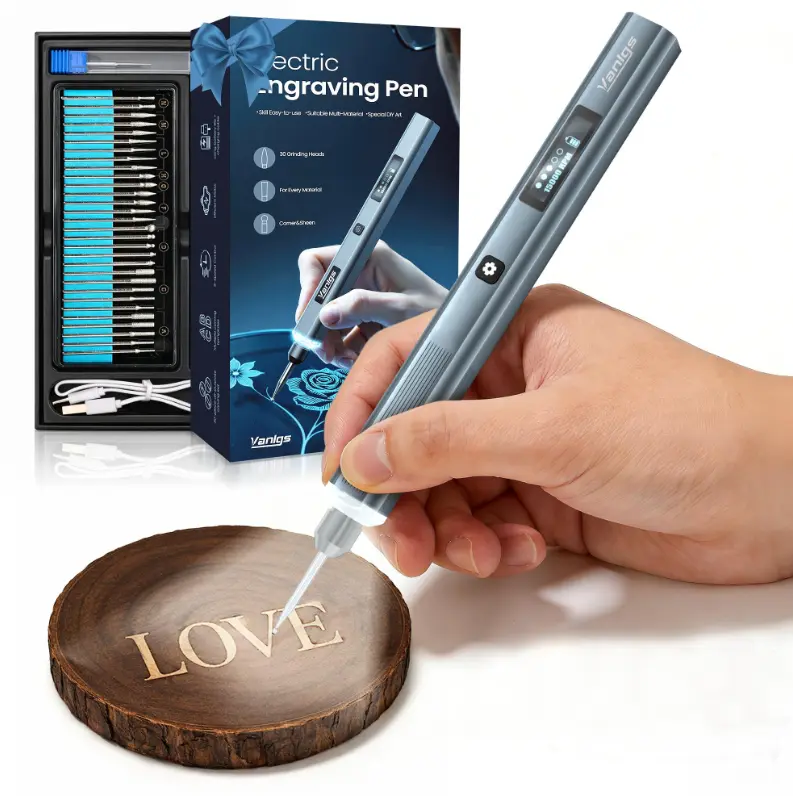 Cordless Rechargeable Engraving Pen Tools and Gadgets, 5-Speed Etching & Carving Tool Kit with 30 Bits, 16 Stencil Sheets, USB Charging Cable & Manual, Portable Electric Engraver for DIY Crafting