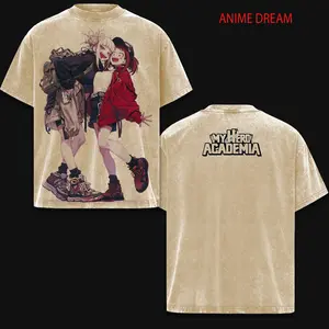 Ochaco Uraraka & Himiko Toga My Hero Academia Anime Double Printed Vintage Washed Tee Unisex Oversize Anime Manga Washed Heavyweight Cotton T-shirt