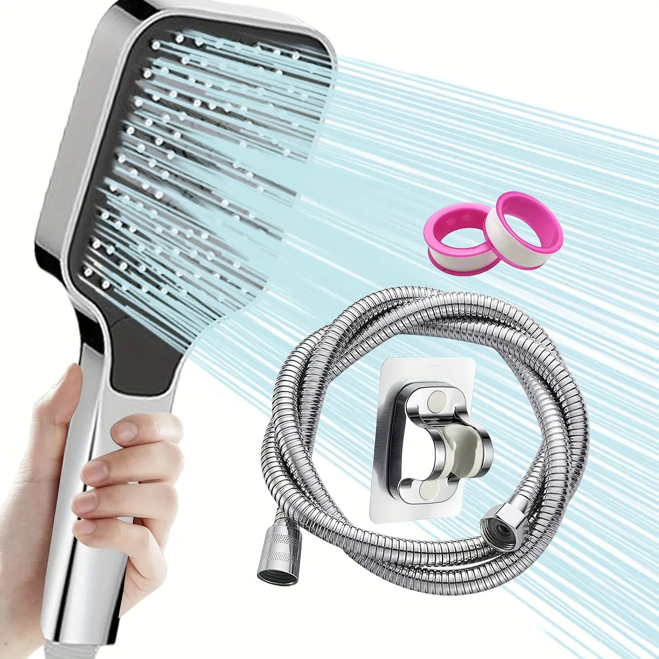 Luxury Handheld Showerhead Set with Stand and Hose, Adjustable Water Modes, High-Quality Bathroom Hardware, Wall Mounted Design, Shower Upgrade Kit, Handheld Shower Combo