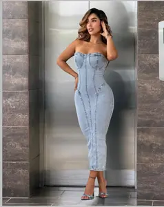 Strapless denim midi dress Amber