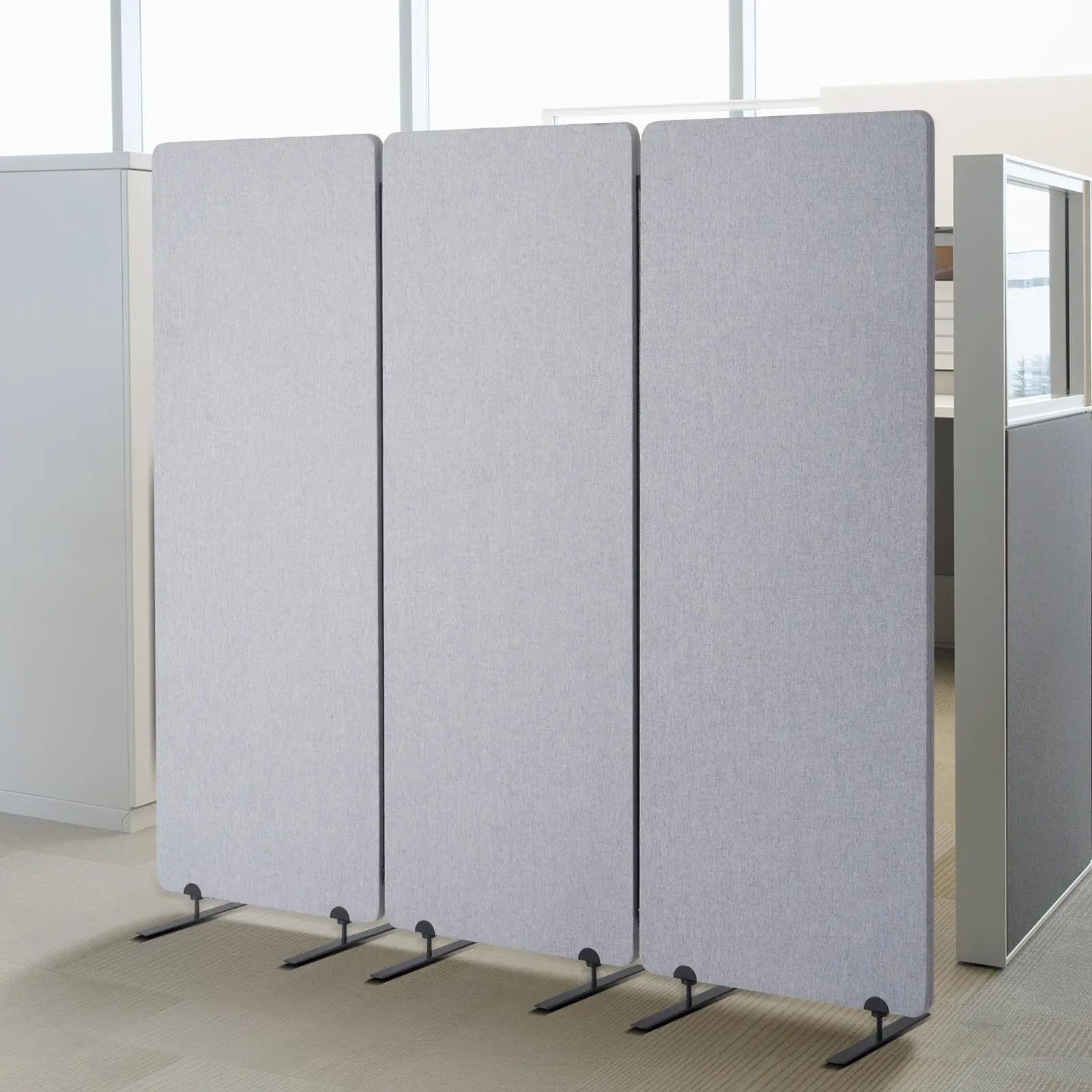 【SummerFinds】VEVOR 2FT Room Divider,  , 3 Panels PET Polyester Soundproof Room Screen, Folding Privacy Divider Portable Partition Divider for Room Separation, Freestanding Room Partitions for Office Study, Grey