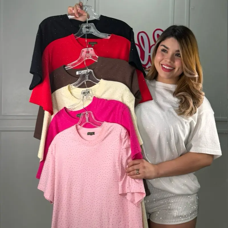 Layla's Oversized Rhinestone T Shirt - Comfy & Trending Style