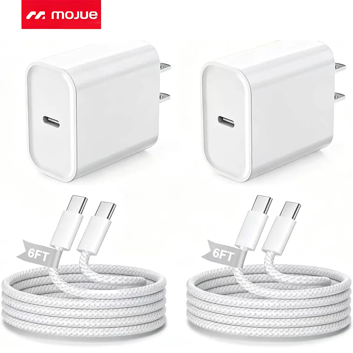 iPhone Charger Fast Charging,[Apple MFi Certified]20W iPhone USB C Fast Charger Block 2Pack 6FT Type C USB C to C Woven Cable for iPhone 17 Pro Max/17 Pro/Air/16 Pro Max/16 Pro/15 Pro Max,iPad Pro/Air