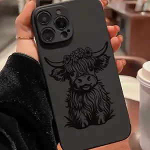 Cute Highland Bull Pattern Phone Case - Shockproof Scratch-Resistant Protective Cover, Compatible with iPhone 11/12/13/14/15 /16/17