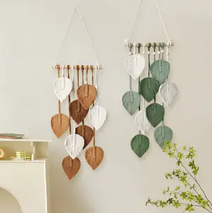 1pc Hand-woven Green Leaf Tapestry for Home Decoration, Wedding Scene Setup and Commemorative Gifts