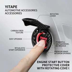 Yitape Car Interior Upgrade Tool, Self-Adhesive Carbon Fiber Texture Switch Cover, One-Touch Rotating Protection, No Residue, High Adhesion, Car Interior Decorative, Automotive Accessories