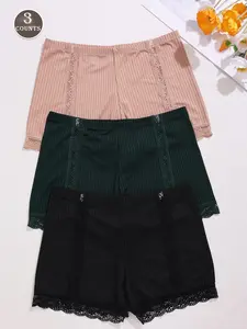 Women's Comfortable Lace Patchwork Briefs Set, 3-Piece Ladies Underwear, Soft and Breathable, Perfect for Daily Wear, Panties