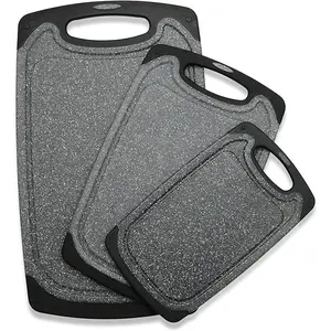 Cutting Boards for Kitchen, Large-Small Set of 3, Dishwasher Safe, Juice Groove, Easy Grip Handle, Non-Slip Rubber, Various Sizes - Knives, Meat,  Chopping, Plastic, Stylish, Garlic, Ceramic.