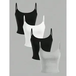 Ustar 4-Piece Set Simple Slim Fit Casual Short Camisole Summer Back to School Season