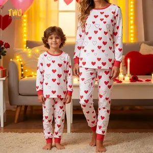 Family Matching Valentines Pajamas Sets-long Sleeve Val's Day Cute Heart Pajamas For Couples&kids|family Pjs Gifts