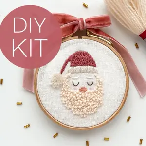 Santa Embroidery Kit, Embroidery Ornament, Beginner Embroidery Christmas, Holiday Craft Kit DIY, Modern Embroidery Kit, Christmas Gift embroidery kit embroidery hoop needlework craft needlepoint kit diy embroidery