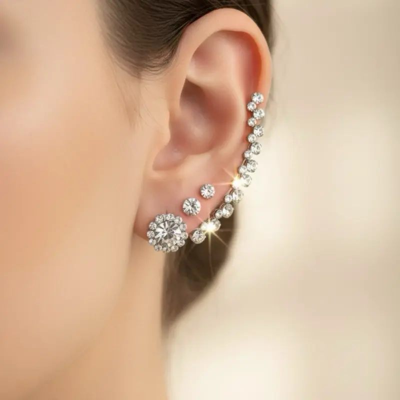 Fashion Ear Crawler Rhinestone Earrings