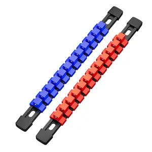 6PCS Drive Socket Organizer Holder, Heavy DutySocket Rail for 1/4in 3/8in 1/2in SAE and MetricShallow Deep Sockets, with Removable Clips forGarage Workshop Tool