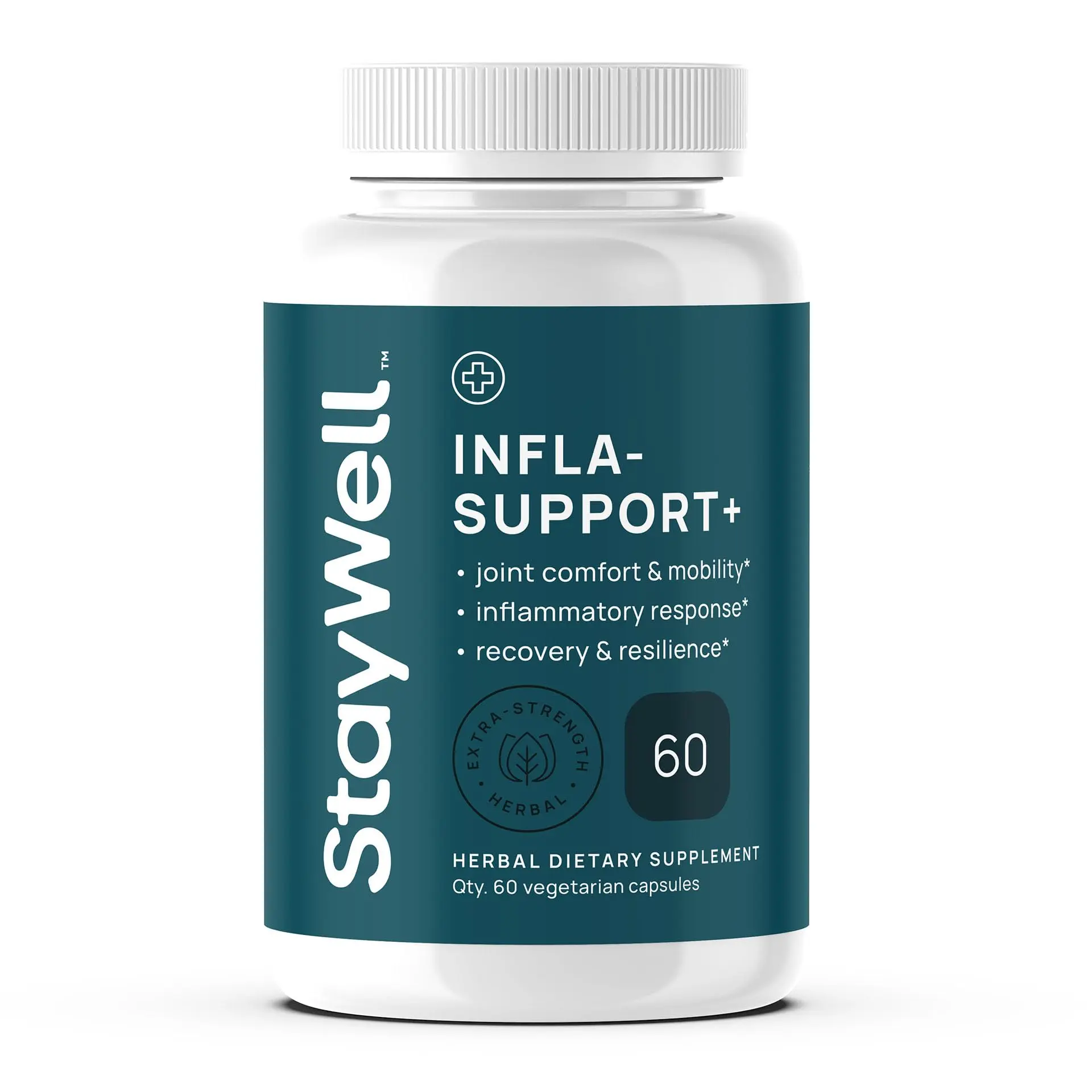 Stay-Well Naturals Infla-Support Plus- 750mg Herbal Supplement Blend with Curcumin and Ashwagadha Extract, Shatavari, Kavach, Fenugreek, Pippali, Guduchi, Shilajit, Goshura and Sunthi 60ct
