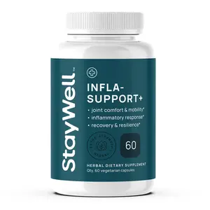 Stay-Well Naturals Infla-Support Plus- 750mg Herbal Supplement Blend with Curcumin and Ashwagadha Extract, Shatavari, Kavach, Fenugreek, Pippali, Guduchi, Shilajit, Goshura and Sunthi 60ct