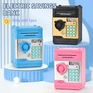 Coin Bank Toy with Electronic Piggy Bank, Automatic Rolling Function, Password Lock, Sound Feature, Fun Savings Game for Kids