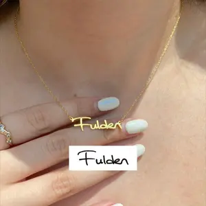 AS260 Personalized Font Handwritten Name Pendant Customized Stainless Steel Name Necklace Mother's Day Gift Anniversary Gift