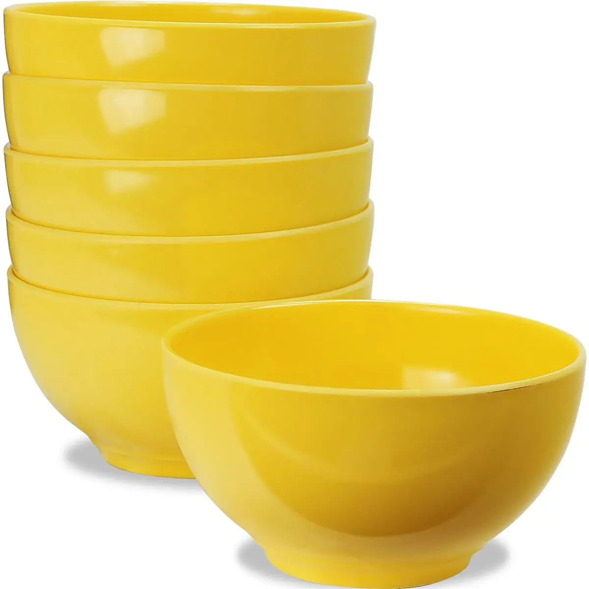 212 MAIN Cereal Bowls Set, Set of 6 Vibrant Lemon Pattern Melamine Round Tableware for Outdoor Dining, Round Bowl, Dinnerware Sets