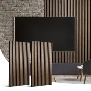 Wood Slat Wall Panel - 2 Pcs Soundproof Wood Panels for Wall and Ceiling 47.2”x23.8” Wood Wall Panels 3D Noise Sound Dampening Panels Wall Decoration