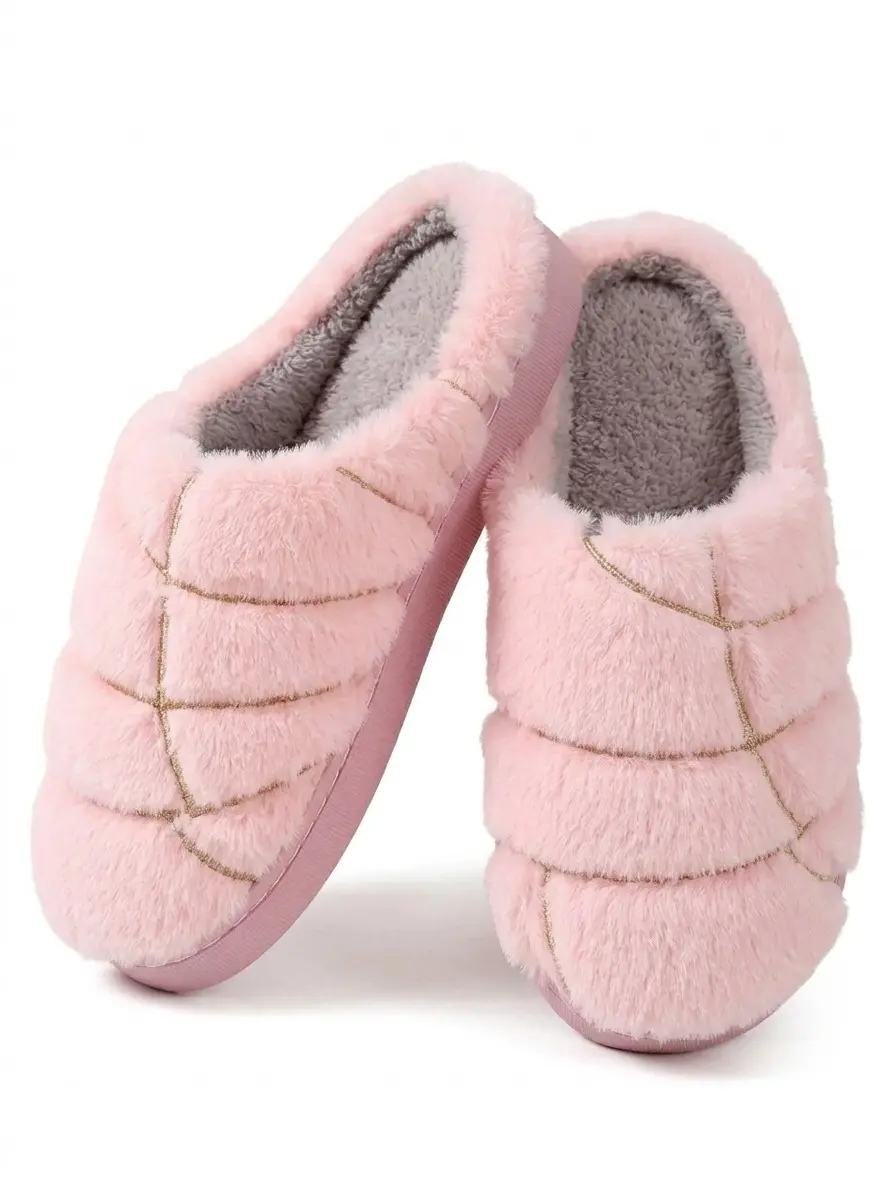 Women's Slippers Solid Color Concha Shaped Plush Slippers, Casual Soft Comfortable Home Slippers, Warm Slippers for Indoor & Outdoor Use for All Seasons, Footwear