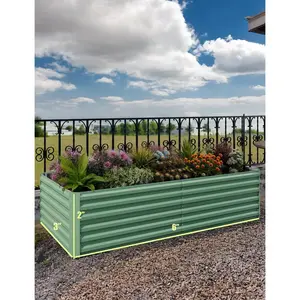Set of 2 Metal Raised Garden Beds, 6 x 3 x 2 ft Green Galvanized Steel, 24 Inch Tall Planter Boxes for Deep Root Vegetables, Flowers, Herbs, Easy Assembly