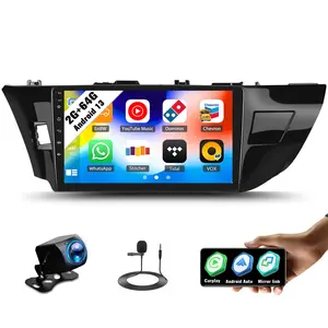 2G+64G Android 13 Car Stereo for Toyota Corolla 2014 2015 2016 with Wireless CarPlay Android Auto Mirror Link 10.1 Inch Touch Screen Bluetooth GPS Navigation WiFi FM Radio Backup Camera MIC