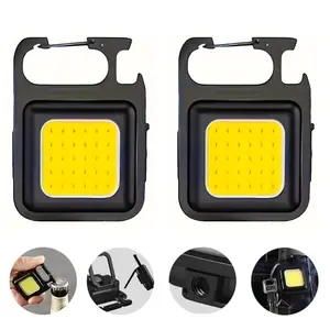 2/4 PACK Mini LED Worklight Flashlight Keychain, Rechargeable Work Light, 4 Modes, Portable Spotlight, Foldable Stand, Magnetic Base for Hiking Outdoor Camping