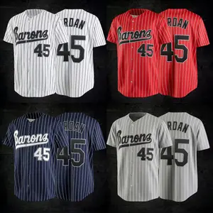 Barons #45 Baseball Jersey Shirts, Short-Sleeve Button-Up All Over Print T-Shirt, Comfortable Breathable For Men & Women, Casual Sportwear