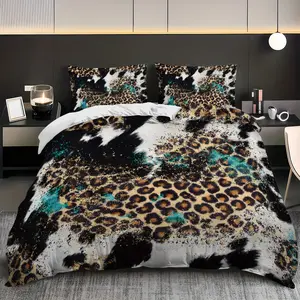 Leopard Print Bedding Set, 1 Count Bedspread & 2 Counts Pillowcase without Filler, Soft Comfortable Bedding Set for Home Bedroom, Modern Bedding Set