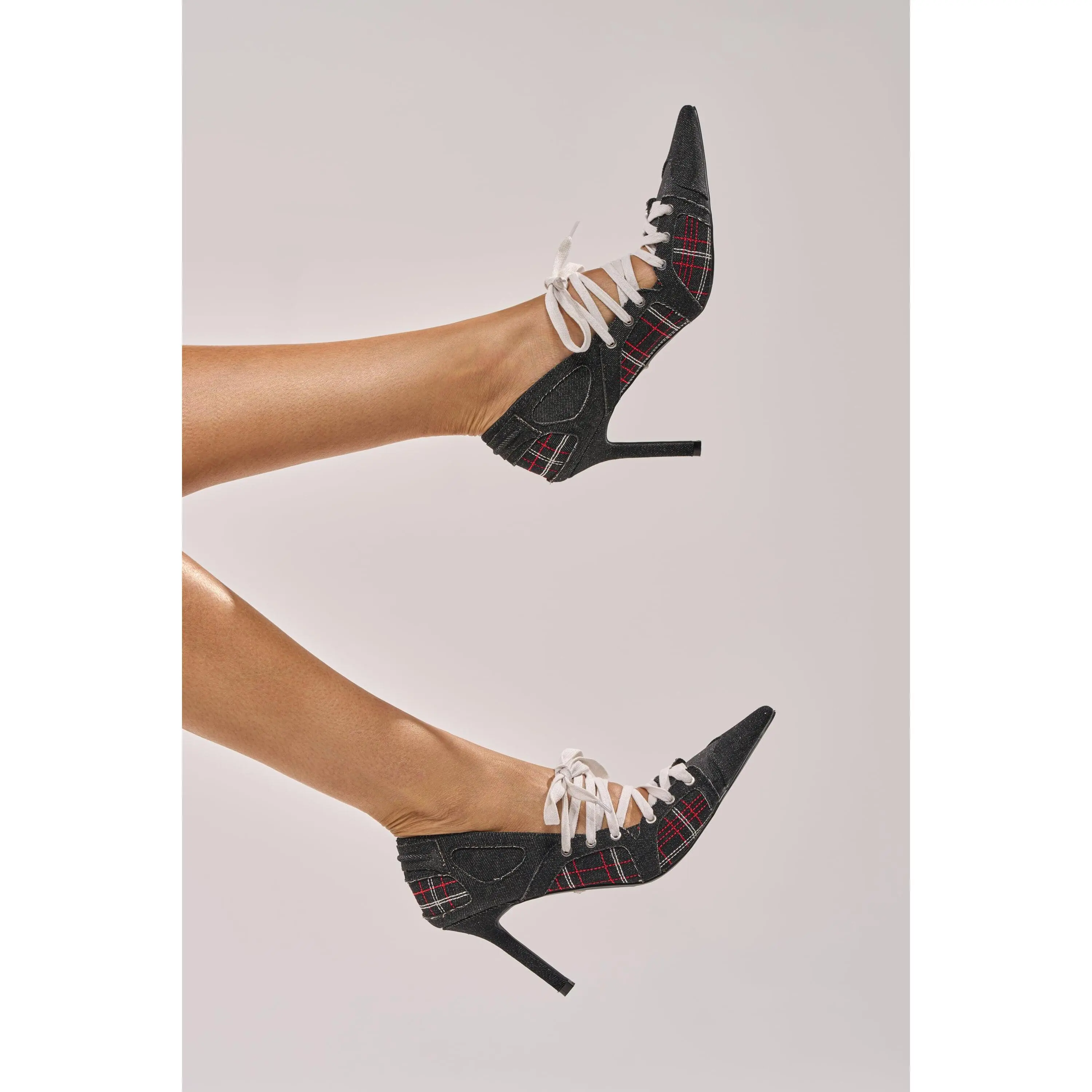 AZALEA WANG FIRE STRING PLAID SPORTY PUMP