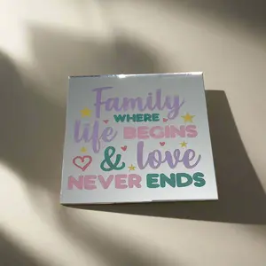 Colorful Family Quote Mirror Magnant Sign – Family Where Life Begins & Love Never Ends Magnant