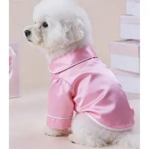 1-piece cute pet outfit, silk two-legged spring/autumn pajamas with snap button design, suitable for poodles, bulldogs, and other dogs and cats clothes puppy gift surprise /cat dog stuff for indoor /pet stuff accessories