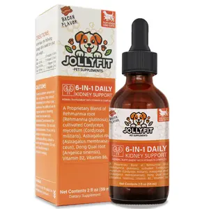 Jollyfit 6 in 1 Kidney Support for Dogs and Cats – Promotes Energy and Fluid Balance, Blended Herbal Supplement with Vitamin B2 & B6 – 2 fl oz (59 ml)