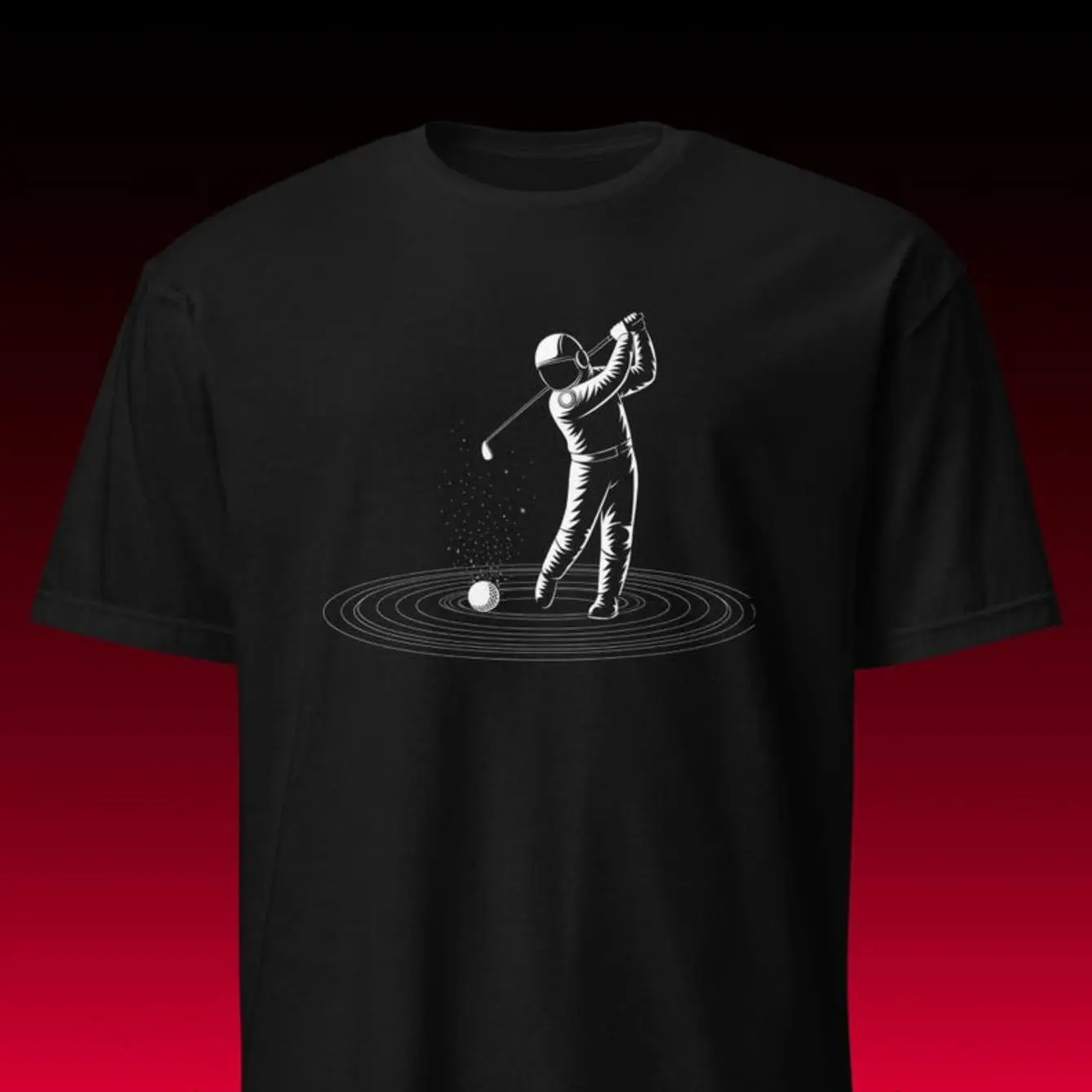 Men's Graphic T-Shirt - Astronaut Golf Sci-Fi Print, Customized Short Sleeve Crew Neck Top, Soft Breathable Fabric, Tshirt, Shortsleeve, Streetwear, Garment, Classic, Unisex, Round Neck, Casual Fit
