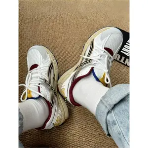 Men's Vintage Running Shoes, Colorblock Design, Breathable Mesh, Shock Absorption, Non-Slip Wear-Resistant Outdoor Sports Sneakers(Sheets)