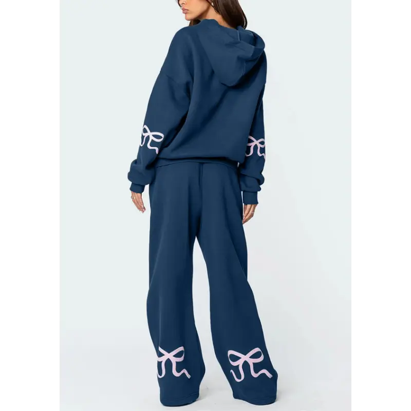 2025 Spring New Products Women's Fashion Brand Bow Hoodie Long-sleeved Sweatshirt And Pants Suit Clothes Baggy