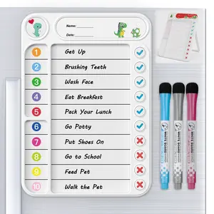 Magnetic Chore Chart for Kids, ADHD Task Tracker Easy-Check Routine Dry Erase Board, to-Do List Planning Tool with Stand for Fridge/Desk/Home/School, 6 Reusable Sheets, 3 Markers