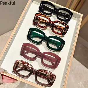 Retro Chunky Rectangle Eyeglass Frames, Popular Bold Square Eyewear, Stylish Multi-Color Statement Glasses, durable construction & classic vintage shape, great for daily use, photo shoots, office looks and versatile fashion styling