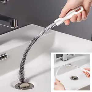 1 Piece Pipe Dredging Brush for Bathroom Hair Sewer, Flexible Heavy Duty Drain Cleaner, Household Sink Hair Remover, Bathroom Drain Cleaning Brush, Kitchen Cleaning Gadgets-MM1