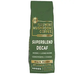 ILLUMINI Superblend Decaf Mushroom Coffee | Smooth Dark Roast Wellness Coffee | Premium Decaffeinated Blend