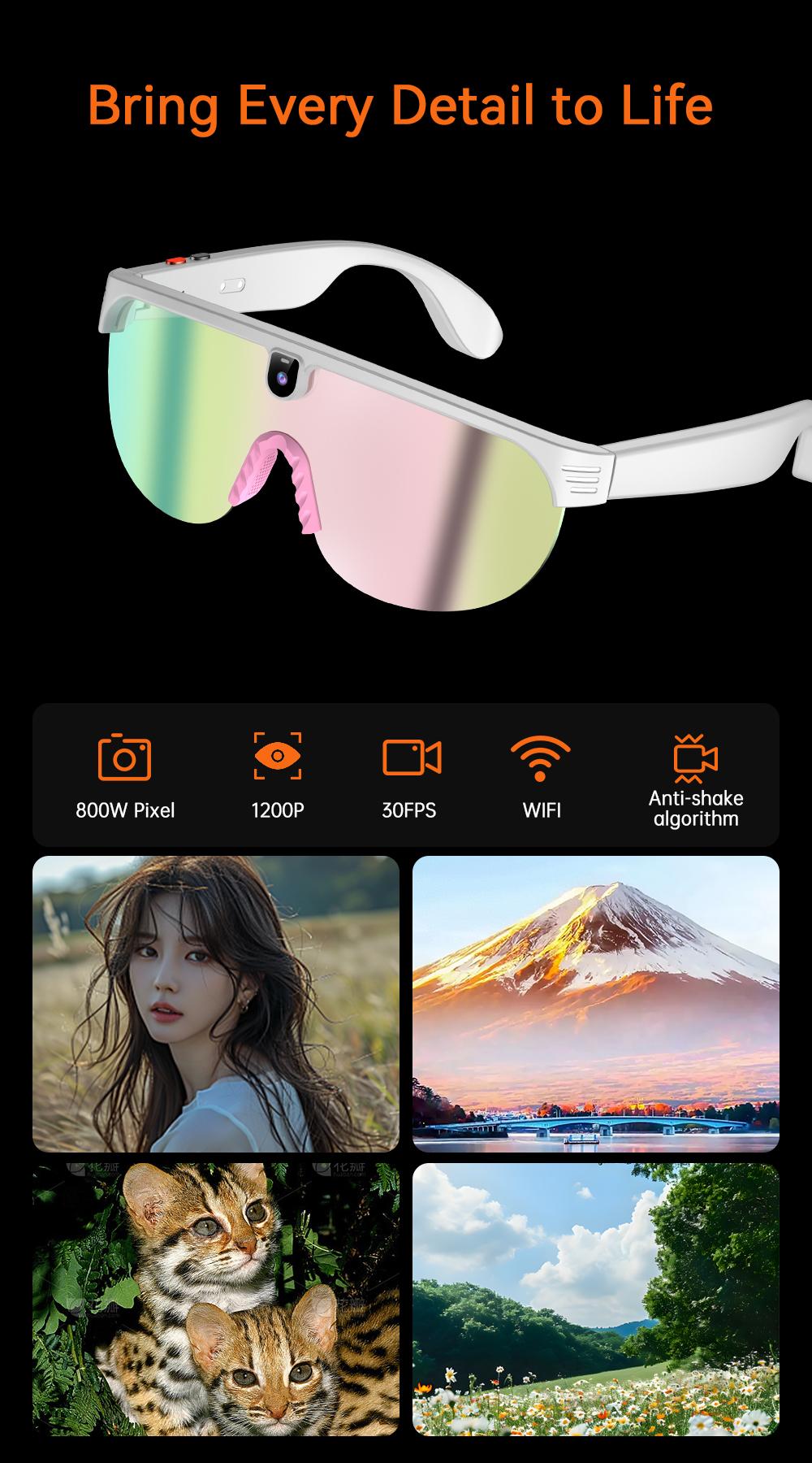 2026 AI Smart Glasses with Camera Dust UV Proof Cycling Sports Goggles- HD Video Recording Glasses with Audio, Music Playback, Wireless Call, Touch Control, Real-Time Translation, AI Object Recognition, for Men Women, Translation Glasses