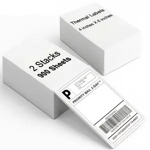 900 sheets of thermal shipping label paper, folded continuous thermal shipping labels (4x6 inches), white mailing labels. Compatible with thermal label printers. Self-adhesive labels.