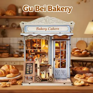 DIY House 3D Bookshelf Model Set, Building Blocks Model, Handmade Wood Puzzle, Desktop Decoration, Gift for Adults & Teens, Birthday, Christmas, Holiday