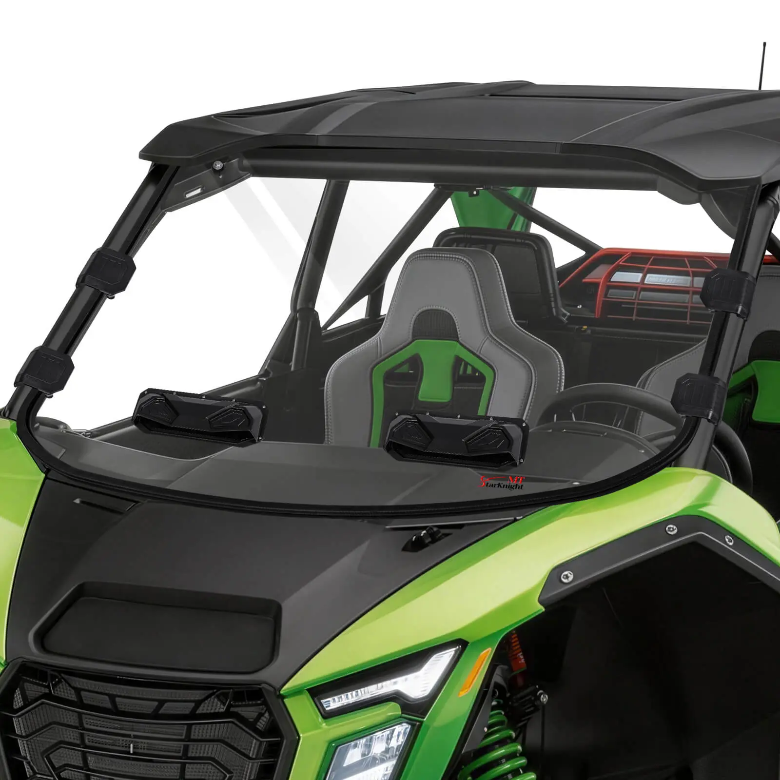 StarknightMT Vented Polycarbonate Automotive Windshield Sunshade - Scratch-Resistant Hard Coated 2-in-1, Seal-Tight Rubber Seal, Adjustable Vent, Dust-Free Cover for Kawasaki 2026 Teryx H2, 4 H2/5 H2 DELUXE ES Teryx Models (Trail Riding Car Window Shade)