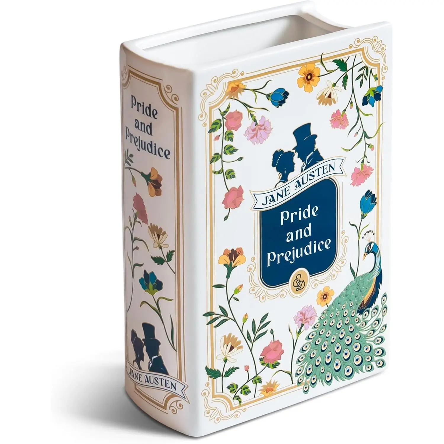 H&H Pride and Prejudice Book Vase For Flowers - Large Ceramic Book Planter Pot - Jane Austen Bookish Decor - Top #1 Pride and Prejudice Gifts and Book Vases - Bookshelf Vase For Flowers - 2025 Edition