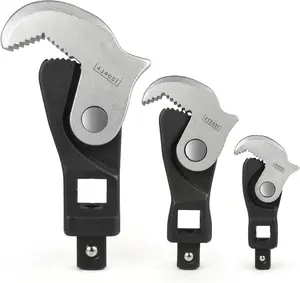 Adjustable Crowfoot Wrench Set - Spring  Wrench  Male & Female Square Drives Work With Ratchet, Breaker Bar, Extension Bar (3  Set (1/4", 3/8", 1/2"))