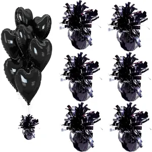Laser Balloon Weight (6 pieces) - High gloss balloon accessories suitable for parties, weddings, birthdays, and holiday celebrations (6 pieces in black)